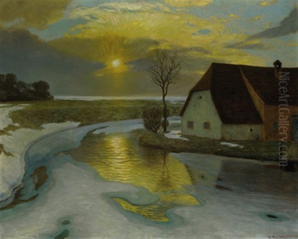 Landschaft Im Vorfruhling Bei Sonnenuntergang - view 1