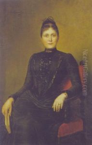 Bildnis Einer Dame In Rotem Stuhl Sitzend by Eduard Kasparides