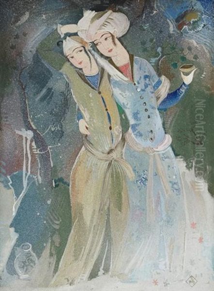 Couple Enlace, D'apres Les Fresque D'hispahan - view 1