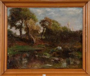 Paysage Anime Au Ruisseau by Amedee Baudit