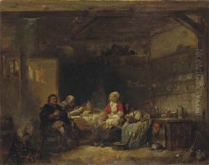 Interieur Avec Des Paysans Et Une Femme Allaitant by Herman Frederik Carel ten Kate