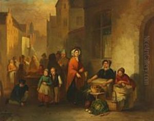 City With Street Life by Herman Frederik Carel ten Kate