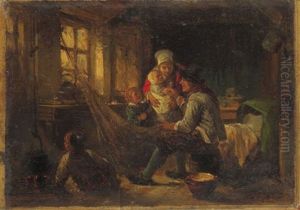 Interieur Mit Einer Fischerfamilie by Herman Frederik Carel ten Kate