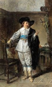 Musketier Beim Prufen Seines Degens