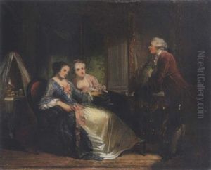 Ein Kavalier Macht Zwei Schonen Rokokodamen Seine Aufwartung by Herman Frederik Carel ten Kate