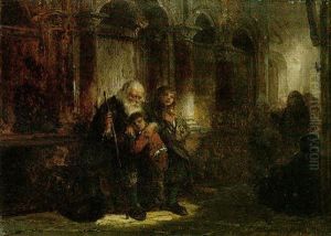 A Family Outside A Church