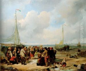 De Afschlag Van Visch Aan Het Strand Te Scheveningen by Herman Frederik Carel ten Kate