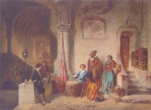 Figures Gathered In A Courtyard by Herman Frederik Carel ten Kate
