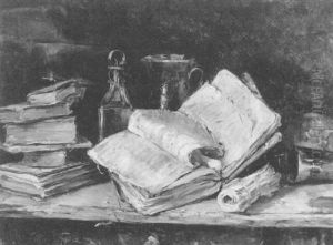 Still Life Of Books On A Table by Herman Frederik Carel ten Kate