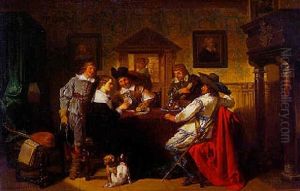 Hofmakerij Tijdens Het Kaartspel by Herman Frederik Carel ten Kate