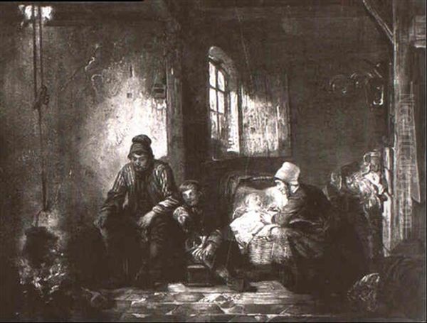 Fischerfamilie In Der Kate An Offenem Feuer - view 1