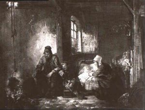 Fischerfamilie In Der Kate An Offenem Feuer by Herman Frederik Carel ten Kate
