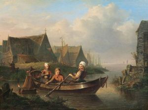 Kinder Im Ruderboot by Johannes Marius ten Kate