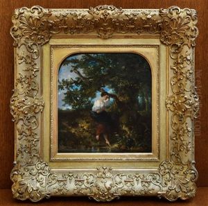 Woman Next To A Tree By The Pond by Johannes Marius ten Kate
