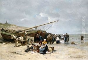Fischer Entladen Ihren Fang Am Strand by Johannes Marius ten Kate