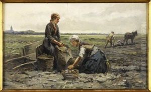 Gathering Potatoes by Johannes Marius ten Kate