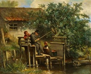Old Fisher With His Grandchildren by Mari ten Kate