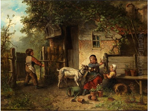 Kinder Mit Frecher Ziege - view 1