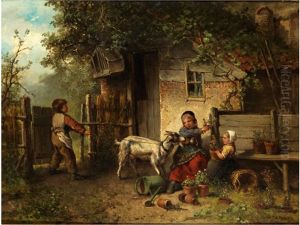 Kinder Mit Frecher Ziege