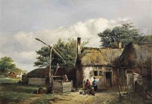Peasants In A Farmyard by Mari ten Kate