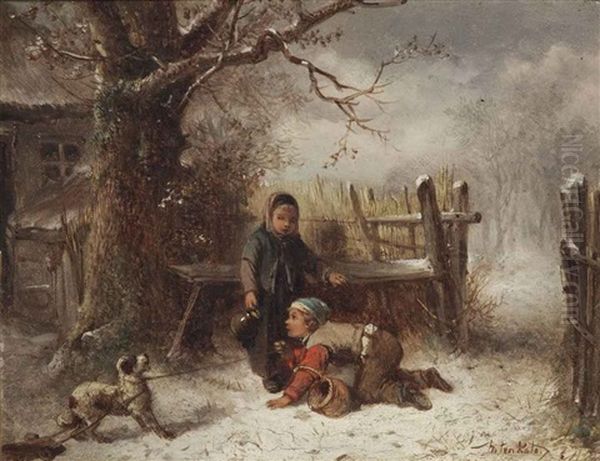 Children Playing In The Snow - view 1