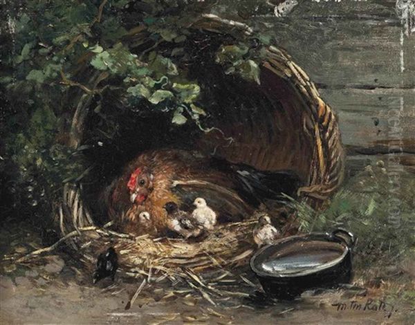 A Hen And Her Chicks In The Farmyard - view 1