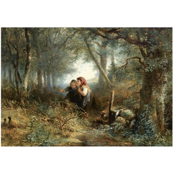 Children Discovering Pheasants Near A Stream - view 1