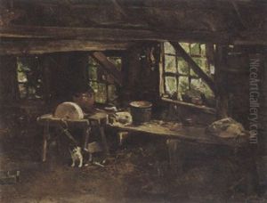 Stable Interior With A Cat Stable Interior With A Cat