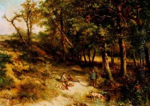 Waldlandschaft Mit Jagdszene Waldlandschaft Mit Jagdszene
