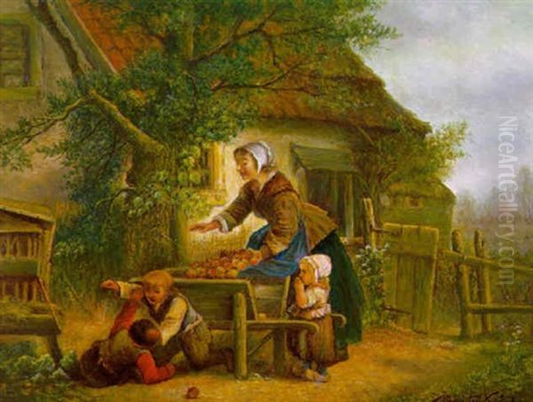 Mutter Mit Spielenden Kindern Bei Der Apfelernte - view 1
