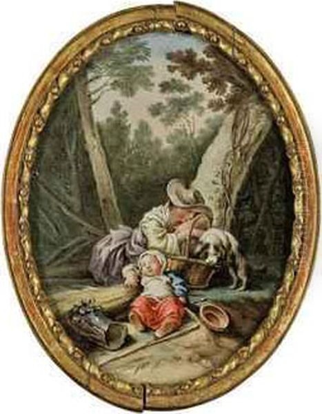 A Wooded Landscape With A Mother And Her Sleeping Child - view 1