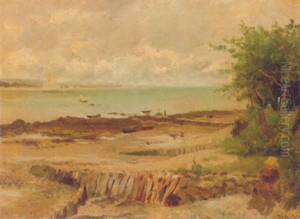 A Figure Resting In The Shade On A Riverbank - view 1