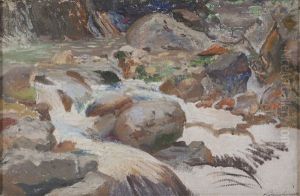 River Scene by Nandor (Ferdinand) Katona