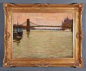 Bridge Over The Danube At Budapest by Nandor (Ferdinand) Katona