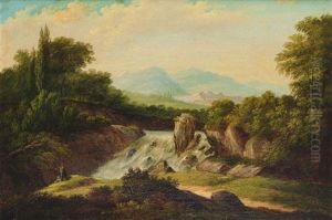 Sudliche Landschaft Mit Katarakt by Carl Georg Theodor Katterfeldt
