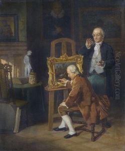 Interieurszene Mit Connaisseurs by Louis Katzenstein
