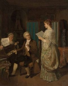 Mozart Und Aloisia Weber Bei Der Musikprobe by Louis Katzenstein