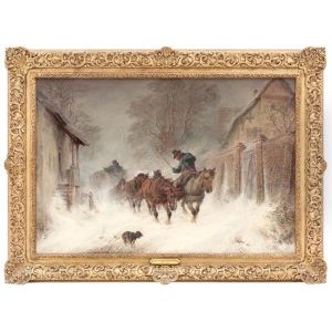 Carruaje En La Tormenta De Nieve by Hermann Kauffmann the Elder