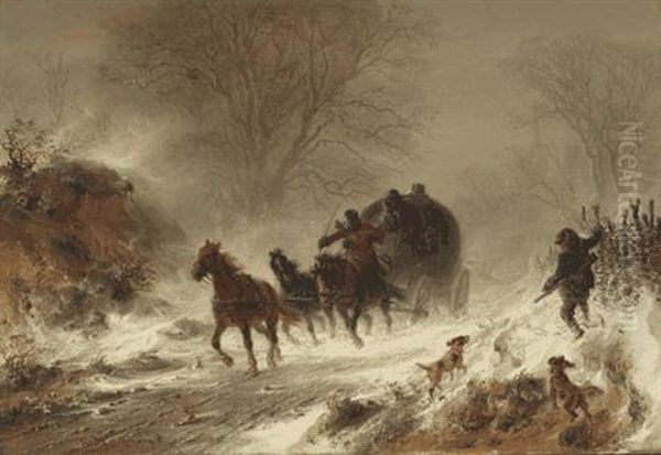 Winterlandschaft Mit Postkutsche - view 1