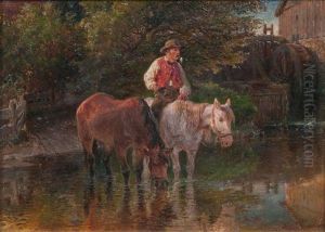 Pferdetranke An Der Wassermuhle by Hermann Kauffmann the Elder