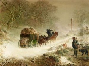 Postkutsche Im Schneesturm by Hermann Kauffmann the Elder