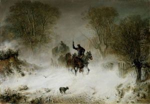Winterlandschaft Mit Postkutsche by Hermann Kauffmann the Elder