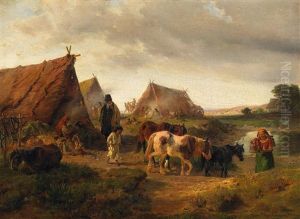 Lager In Der Puszta by Hermann Kauffmann the Elder