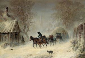 Postkutsche Im Schneesturm