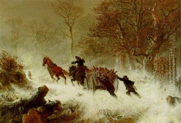 Woodcutters In A Winter Landscape - view 1