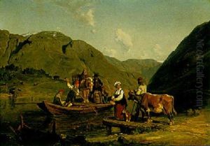 Bauern Am Fahranleger by Hermann Kauffmann the Elder