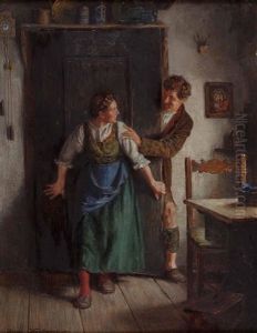 Bursch Besucht Das Zogernde Dirndl