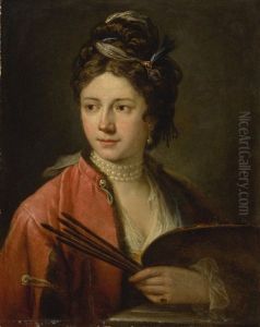 Self-portrait Holding A Palette And Brushes by Angelika Kauffmann
