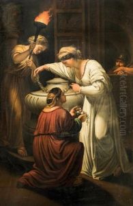 Andromaque Pleurant Sur Les Cendres D'hector; Cleopatre Pleurant Sur La Tombe De Marc Antoine (2 Works) by Angelika Kauffmann