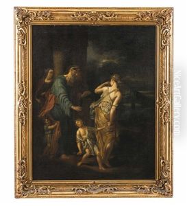 Abraham Verstost Seine Nebenfrau Hagar Und Den Gemeinsamen Sohn Ismael by Angelika Kauffmann